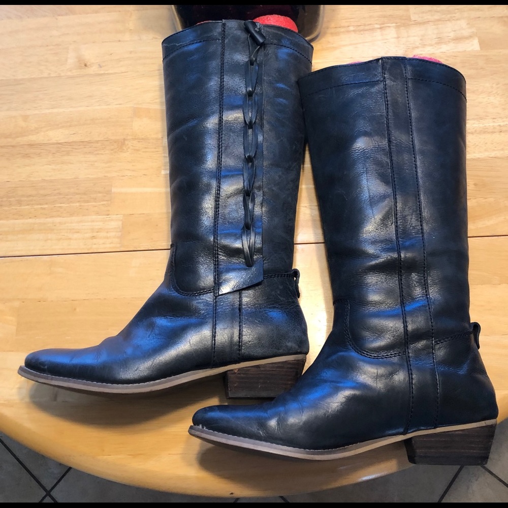 DIBA black cowboy boots with braid details